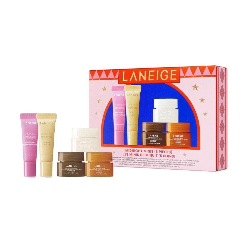 LANEIGE Midnight Minis Lip Sleeping Mask & Glowy Balm Set NIB‎ Holiday Lip Care